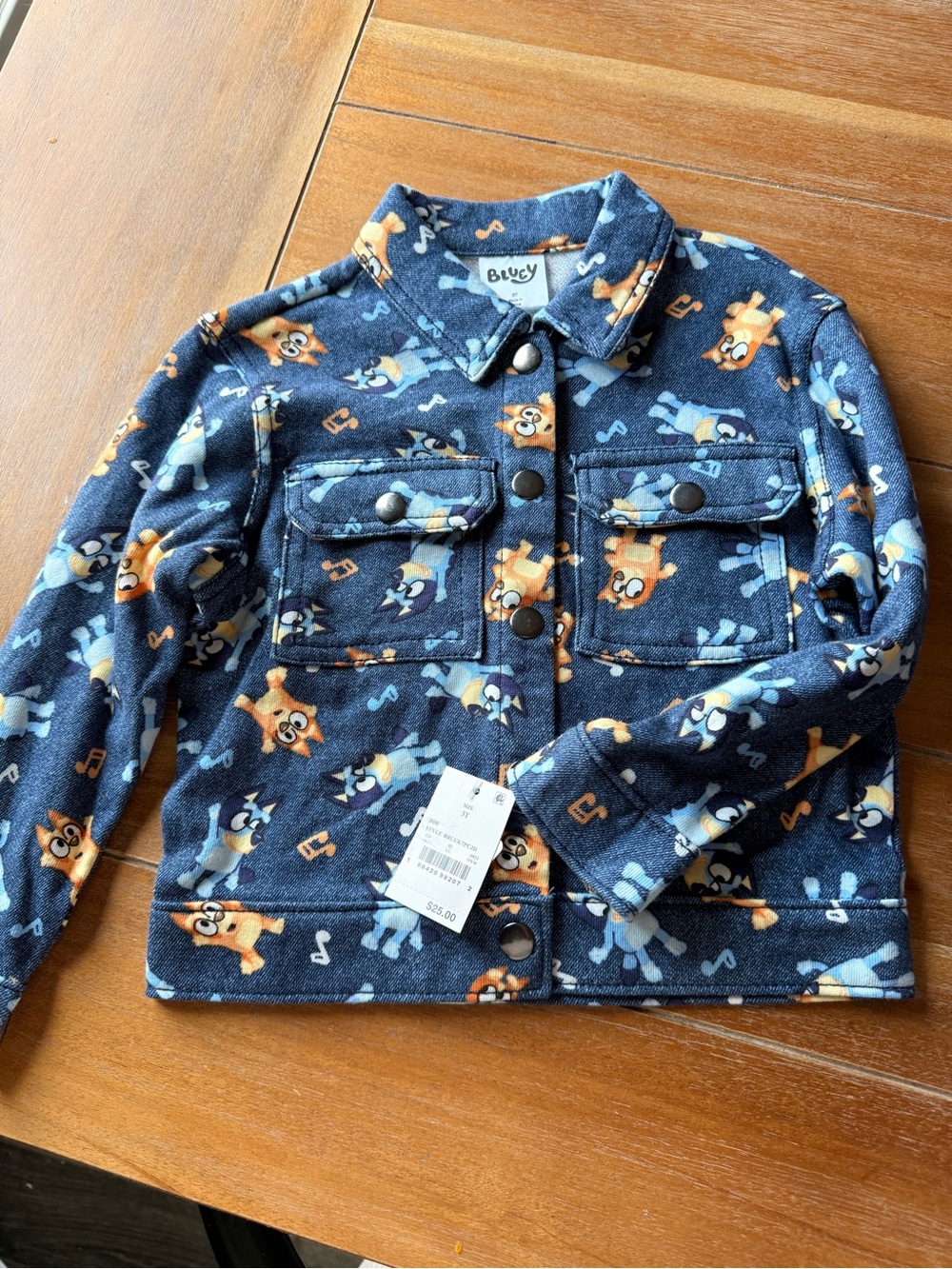 Toddler Girls' Bluey Bingo Denim Jacket - Blue 3T - Picture 2 of 3